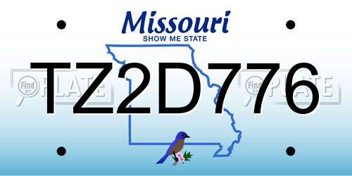 TZ2D776 Missouri License Plate