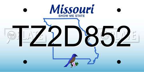 TZ2D852 Missouri License Plate