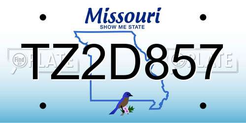 TZ2D857 Missouri License Plate