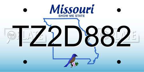 TZ2D882 Missouri License Plate