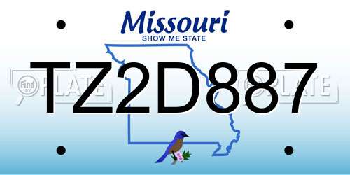 TZ2D887 Missouri License Plate