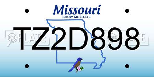 TZ2D898 Missouri License Plate