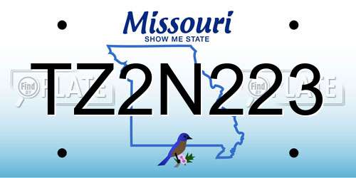 TZ2N223 Missouri License Plate