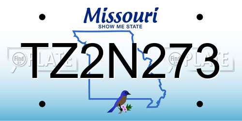 TZ2N273 Missouri License Plate