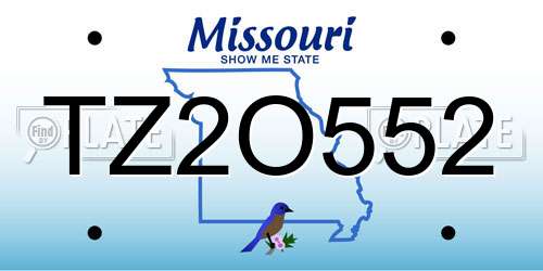 TZ2O552 Missouri License Plate