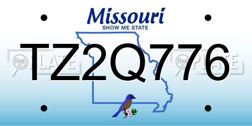 TZ2Q776 Missouri License Plate