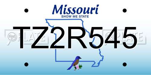 TZ2R545 Missouri License Plate