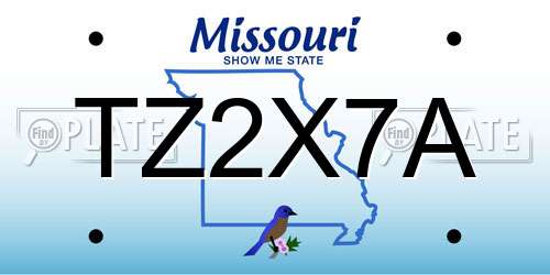 TZ2X7A Missouri License Plate