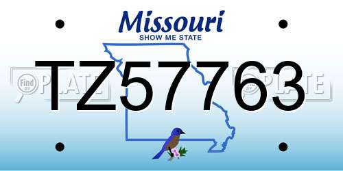 TZ57763 Missouri License Plate
