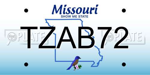 TZAB72 Missouri License Plate