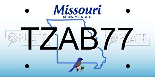 TZAB77 Missouri License Plate