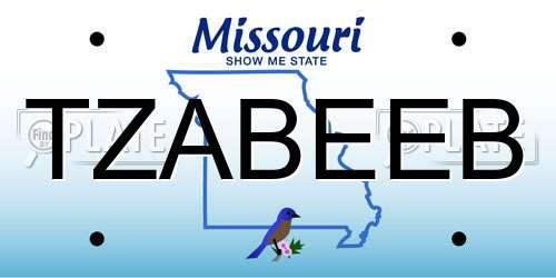 TZABEEB Missouri License Plate