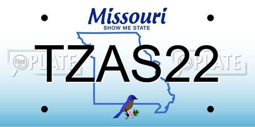 TZAS22 Missouri License Plate