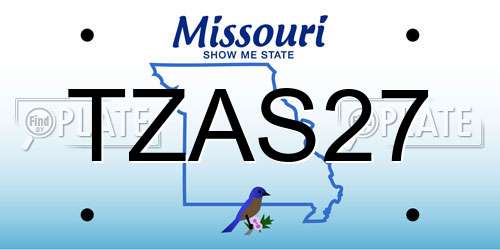 TZAS27 Missouri License Plate