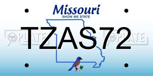 TZAS72 Missouri License Plate