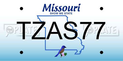 TZAS77 Missouri License Plate