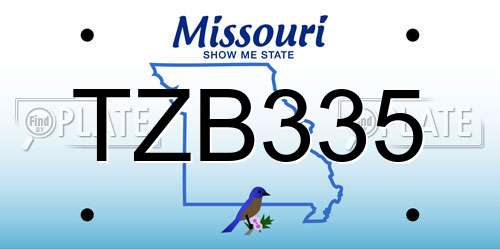 TZB335 Missouri License Plate