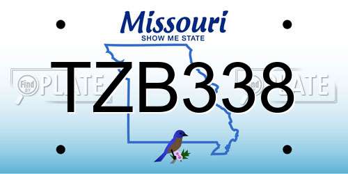 TZB338 Missouri License Plate
