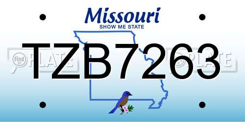 TZB7263 Missouri License Plate
