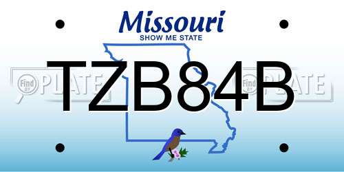 TZB84B Missouri License Plate