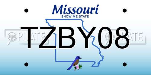 TZBY08 Missouri License Plate