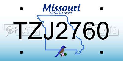 TZJ2760 Missouri License Plate