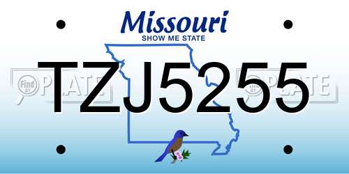 TZJ5255 Missouri License Plate
