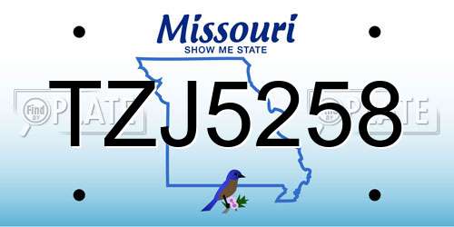 TZJ5258 Missouri License Plate