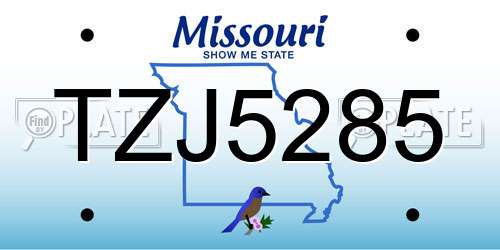 TZJ5285 Missouri License Plate