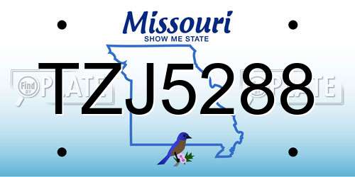 TZJ5288 Missouri License Plate