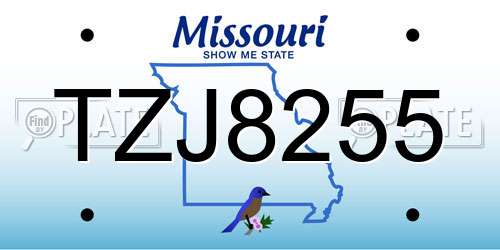 TZJ8255 Missouri License Plate