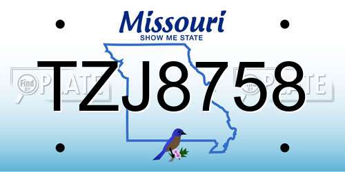 TZJ8758 Missouri License Plate