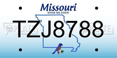 TZJ8788 Missouri License Plate