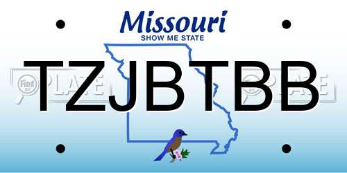 TZJBTBB Missouri License Plate