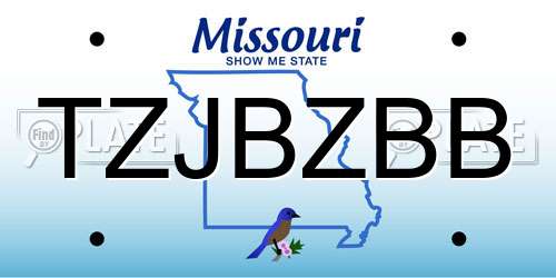 TZJBZBB Missouri License Plate