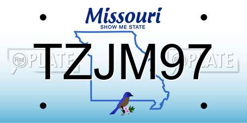 TZJM97 Missouri License Plate