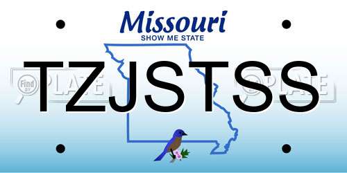 TZJSTSS Missouri License Plate