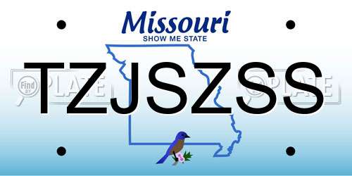 TZJSZSS Missouri License Plate