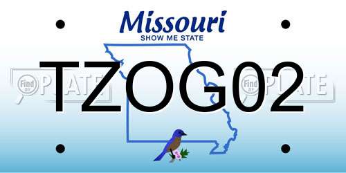 TZOG02 Missouri License Plate