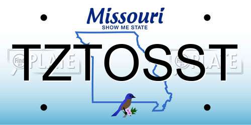 TZTOSST Missouri License Plate