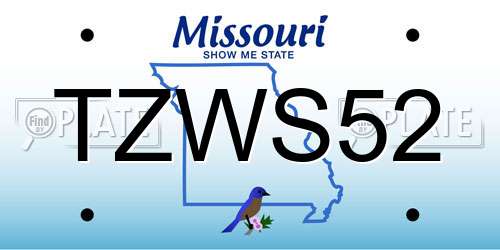 TZWS52 Missouri License Plate