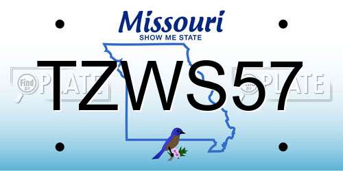 TZWS57 Missouri License Plate