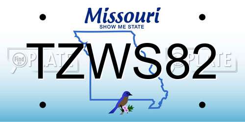 TZWS82 Missouri License Plate