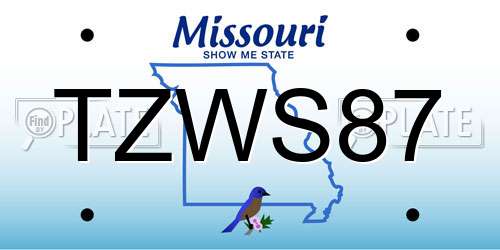 TZWS87 Missouri License Plate