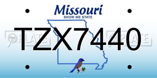 TZX7440 Missouri License Plate