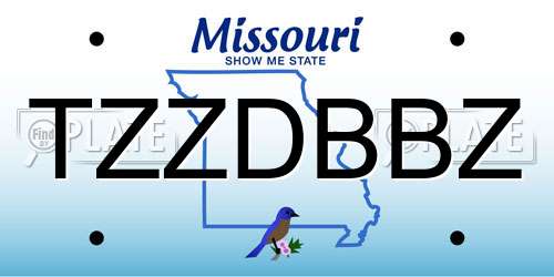 TZZDBBZ Missouri License Plate