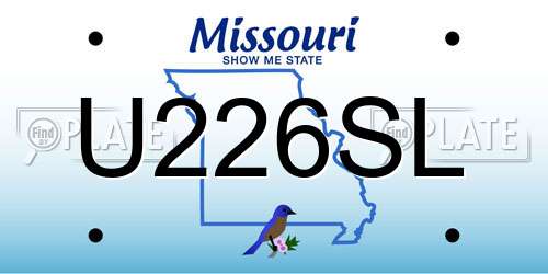 U226SL Missouri License Plate