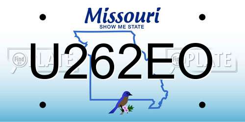 U262EO Missouri License Plate