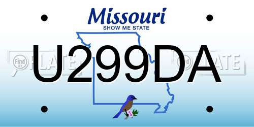 U299DA Missouri License Plate