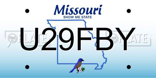 U29FBY Missouri License Plate